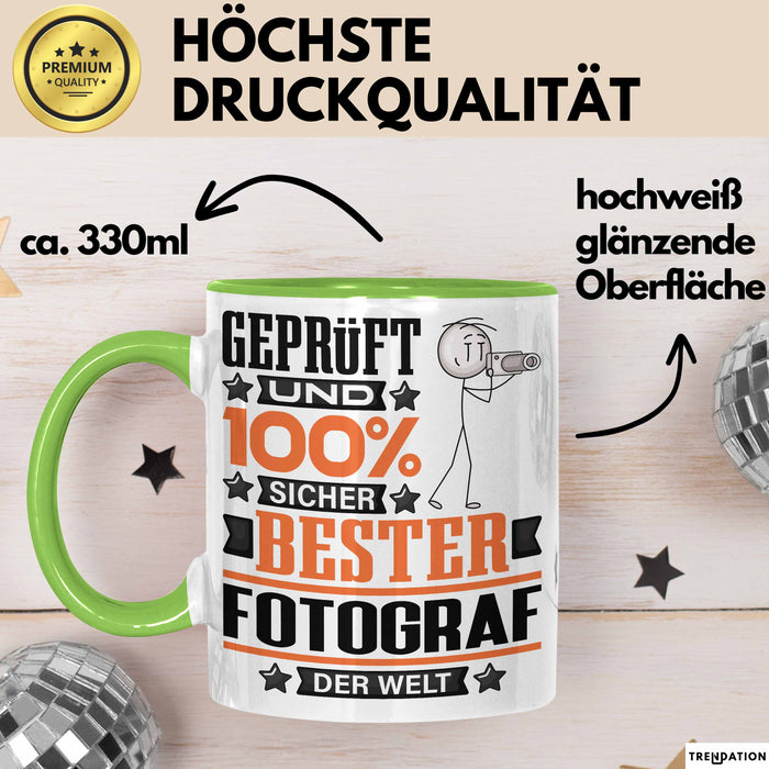 Fotograf Geschenk Lustiger Spruch für Fotograf Geschenkidee Bester Fotograf Der Welt Grün Trendation