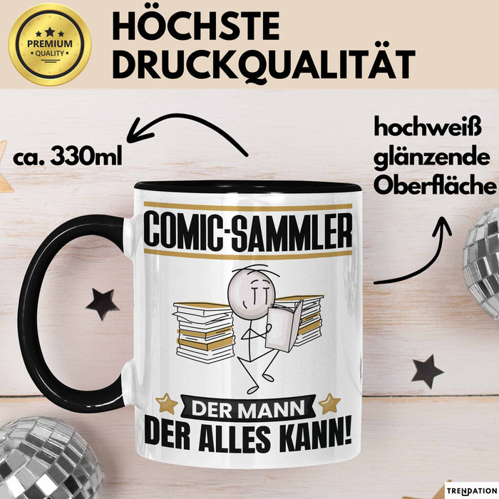 Comic-Sammler Tasse Geschenk für Comic-Sammler Der Mann Der Alles Kann Geschenkidee zum Geburtstag Schwarz Trendation