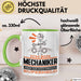 Mechaniker Geschenk Tasse Ich Bin Mechaniker Aber Sag Doch Einfach Superheld Lustige Geschenkdiee für Mechaniker Kaffee-Becher Grün Trendation