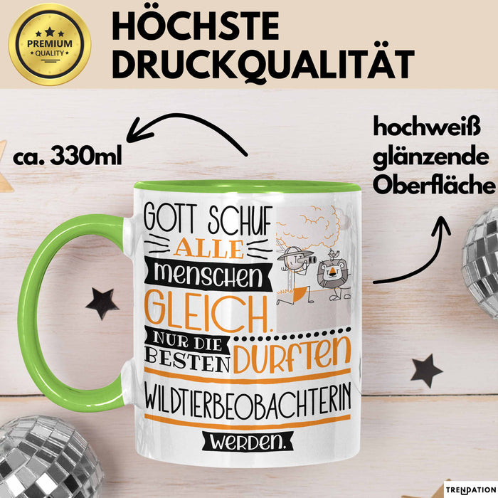 Wildtierbeobachterin Geschenk Becher Tasse Gott Schuf Alle Menschen Gleich Nur Die Besten Durfeten Wildtierbeobachterin Werden Geschenkidee Lustig Grün Trendation