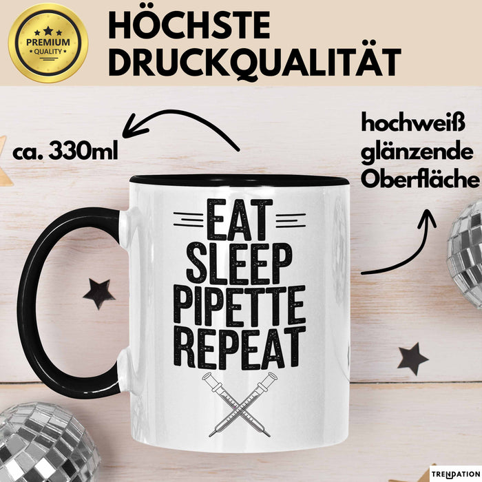 Biologe Tasse Geschenk Essen Schlafen Pipettieren Trendation