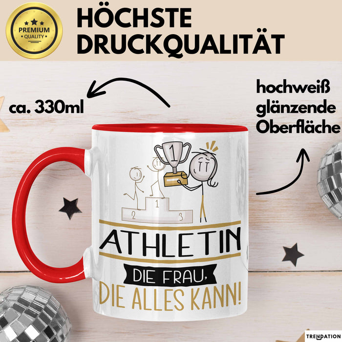Athletin Geschenk Tasse Becher Die Frau Die Allen Kann Geschenkidee für eine Athletin Lustig Rot Trendation