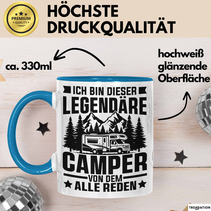 Camper Tasse Geschenk Wohnwagen Camping Geschenkidee Blau Trendation