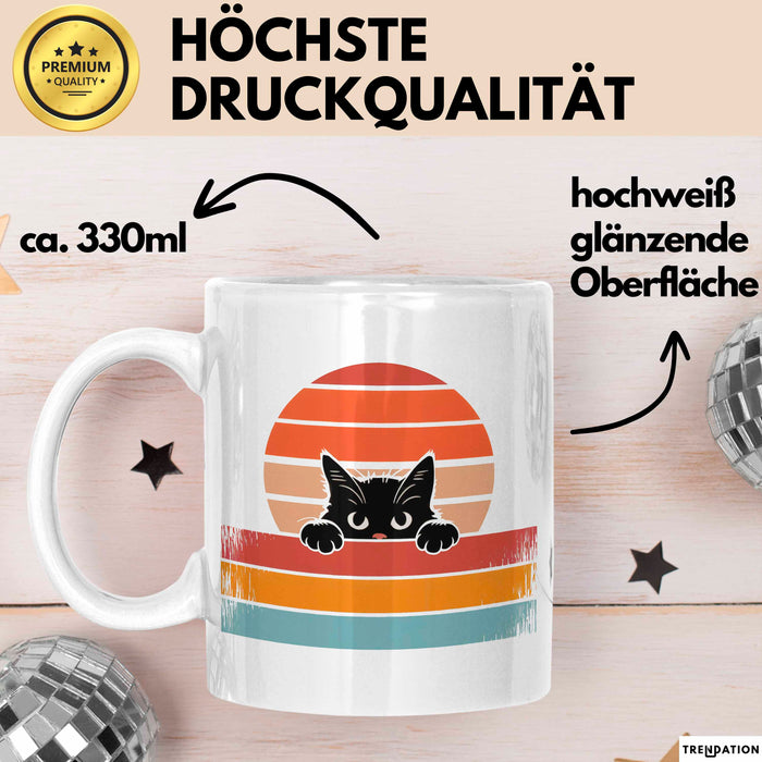 Katzen Tierliebhaber Vintage Tasse Geschenk Lustige Geschenkidee Spruch Weiß Trendation