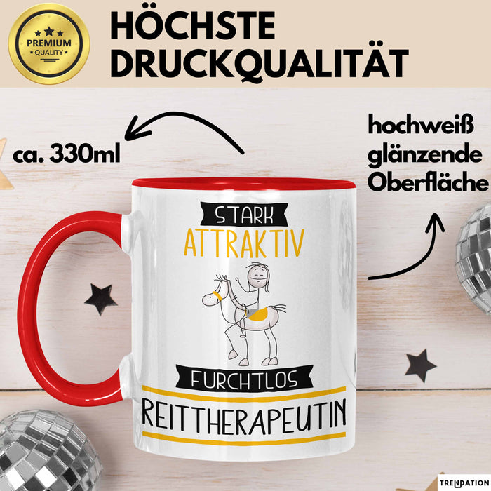 Reittherapeutin Tasse Geschenk Becher Stark Attraktiv Furchtlos Reittherapeutin Lustige Geschenkidee Rot Trendation