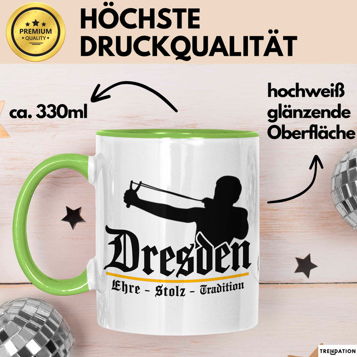Dresden Fußball Tasse Geschenk Lustige Geschenkidee Spruch Ehre Stolz Tradition Grün Trendation