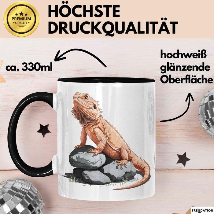 Reptil Bartagame Tasse Geschenk Lustige Geschenkidee Spruch Schwarz Trendation