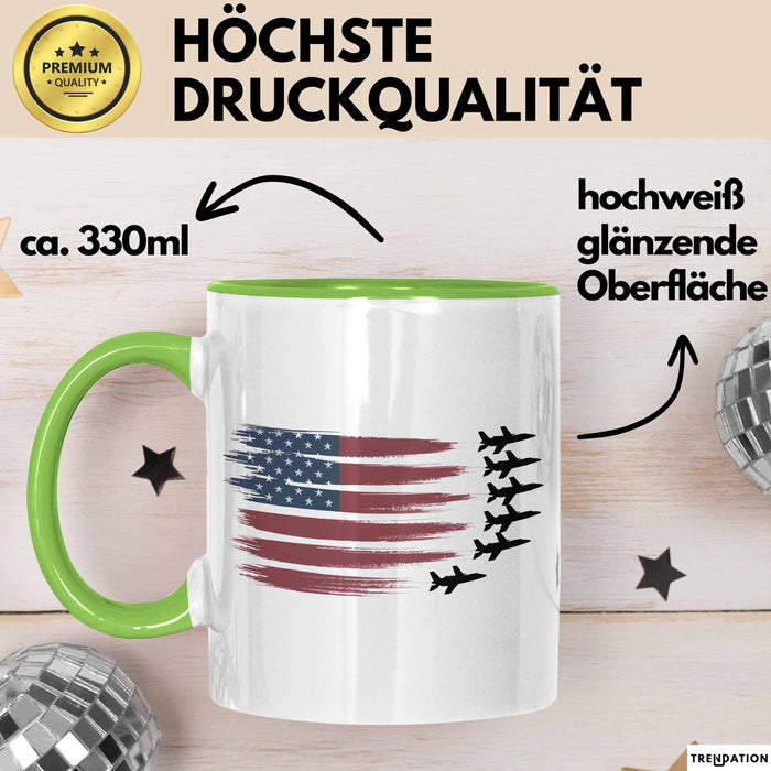 Luftwaffensoldat Pilot USA Flagge Tasse Geschenk Lustige Geschenkidee Spruch Grün Trendation