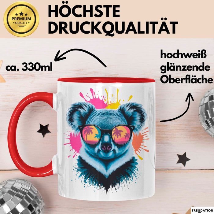 Koala Tier Sonnenbrille Tasse Geschenk Lustige Geschenkidee Spruch Rot Trendation