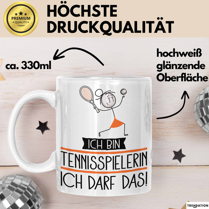 Geschenk für Tennisspielerin Tasse Lustige Geschenkidee Geburtstag Ich Bin Tennisspielerin Ich Darf Das Weiß Trendation