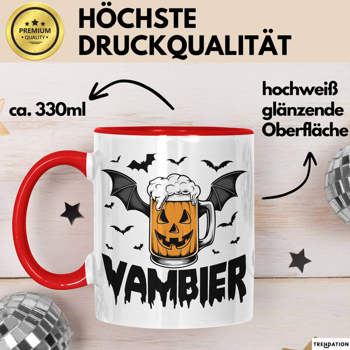 Halloween Tasse Geschenk Vambier Humor Tassen Kaffee-Becher Rot Trendation