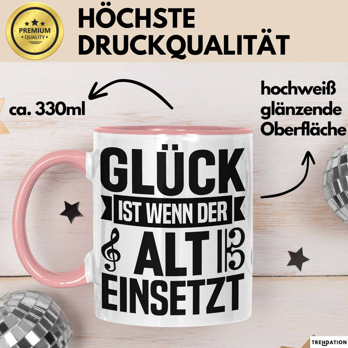 Glück Wenn Alt Einsetzt Chor Chorprobe Singen Sänger Musiker Tasse Rosa Trendation