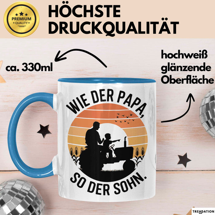 Papa Vatertag Vater Sohn Tasse Becher Geschenk Lustige Geschenkidee Spruch Wie Der Papa So Der Sohn Blau Trendation
