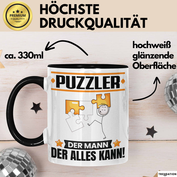 Puzzler Tasse Geschenk für Puzzler Der Mann Der Alles Kann Geschenkidee zum Geburtstag Schwarz Trendation