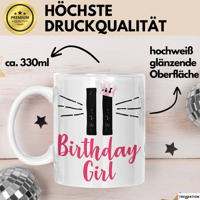 11 Birthday Girl Tasse Mädchen Geschenk 11. Geburtstag Witzig Weiß Trendation