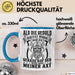 Forstwirt Geschenk Tasse Waldarbeiter Axt Holz Hacken Totenkopf Wikinger Kaffee-Becher für Holzfäller Blau Trendation