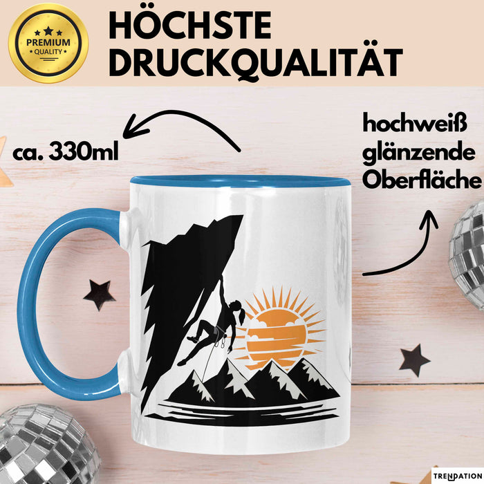 Kletterer Tasse Geschenkidee Abenteuersucher Lustiger Spruch Geschenkidee Lustig Blau Trendation