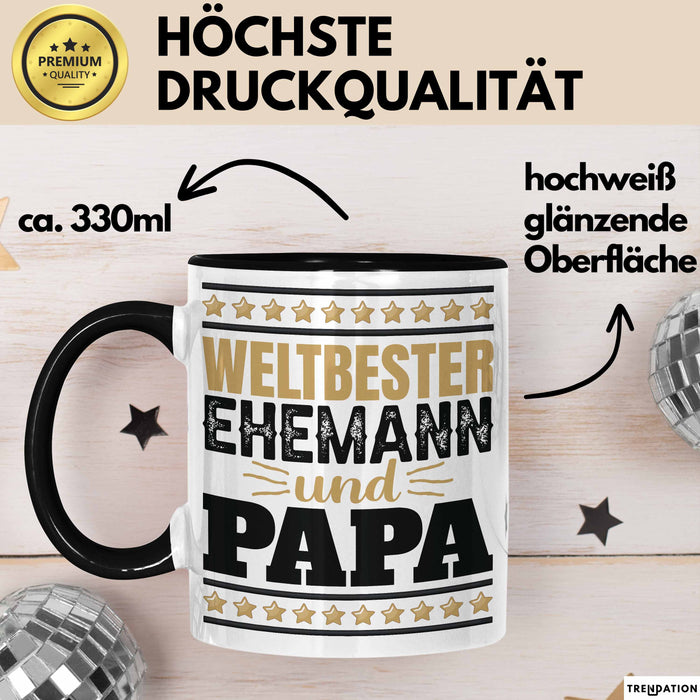Lustige Tasse Geschenk Weltbester Ehemann Und Papa Becher Schwarz Trendation