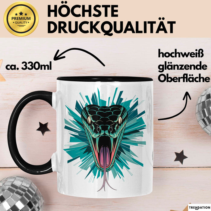Reptil Schlange Tier Tasse Geschenk Lustige Geschenkidee Spruch Schwarz Trendation