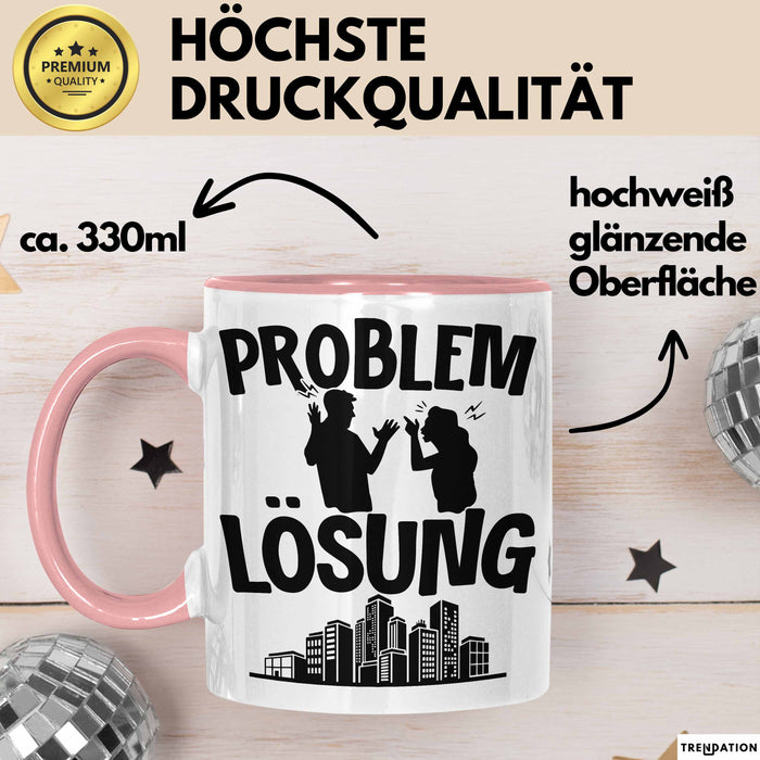 Immobilienmakler Tasse Geschenk für Immo Verkäufer Männer Geschenkidee Problem und Lösung Immobilien Rosa Trendation