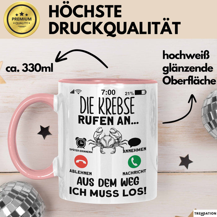 Krebse Liebhaber Tasse Geschenk Die Krebse Rufen An Geschenkidee Becher Rosa Trendation