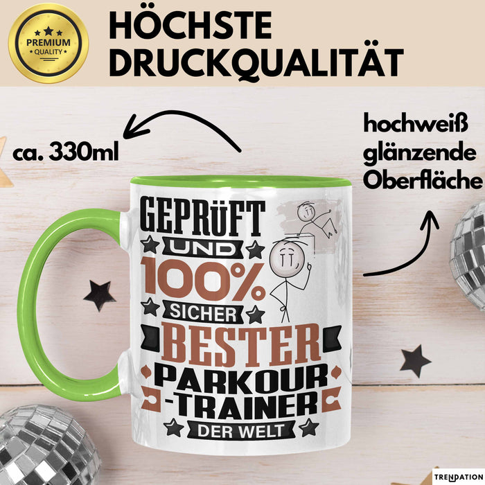 Parkour-Trainer Geschenk Lustiger Spruch für Parkour-Trainer Geschenkidee Bester Parkour-Trainer Der Welt Grün Trendation