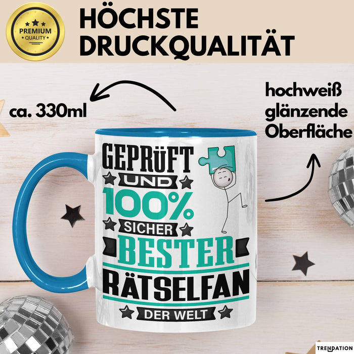 Rätselfan Geschenk Lustiger Spruch für Rätselfan Geschenkidee Bester Rätselfan Der Welt Blau Trendation