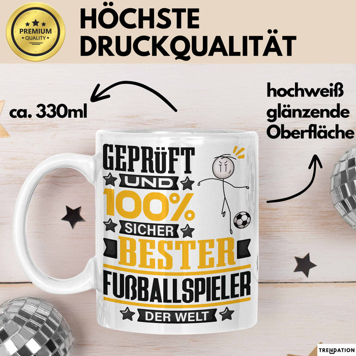 Fußballspieler Geschenk Lustiger Spruch für Fußballspieler Geschenkidee Bester Fußballspieler Der Welt Weiß Trendation