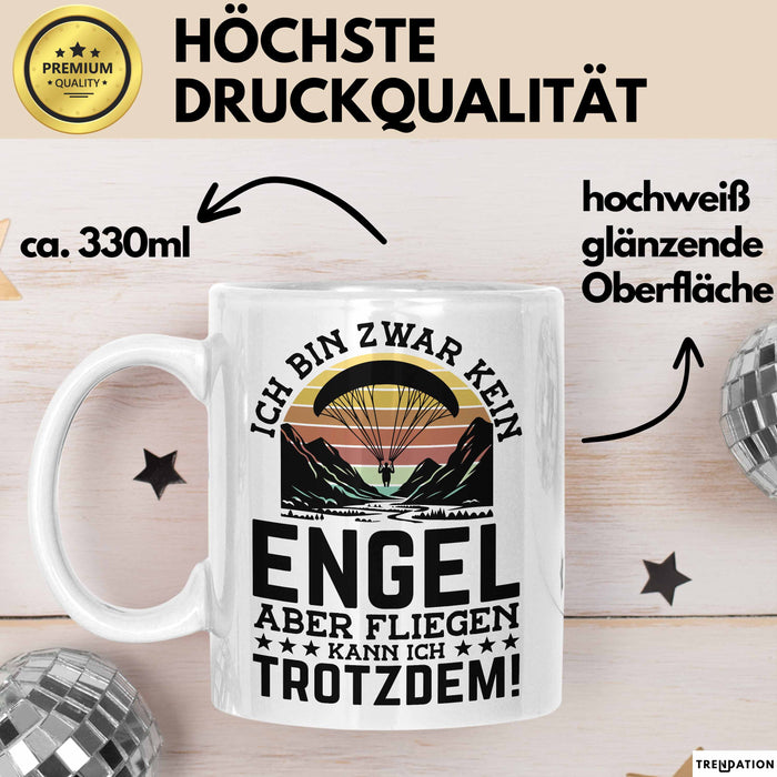 Fallschirmspringer Tasse Geschenk Ich Bin Zwar Kein Engel Aber Fliegen Kann Ich Trotzdem Geschenkidee Becher Weiß Trendation