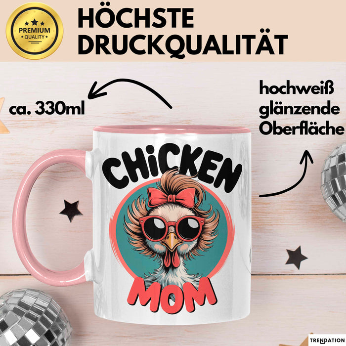 Huhn Tier Bauer Tasse Becher Geschenk Lustige Geschenkidee Spruch Hühnermama Rosa Trendation