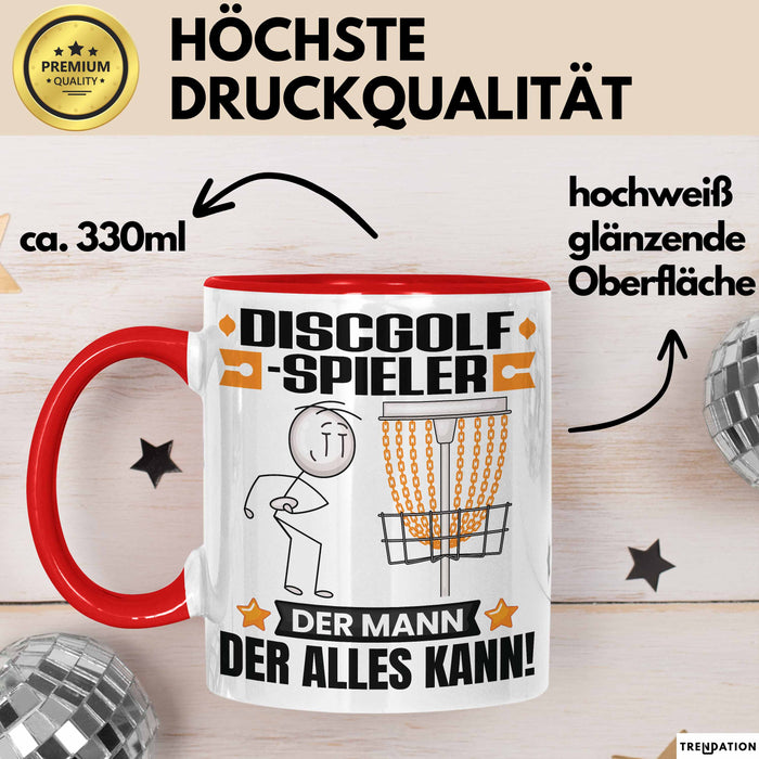 Discgolf-Spieler Tasse Geschenk für Discgolf-Spieler Der Mann Der Alles Kann Geschenkidee zum Geburtstag Rot Trendation