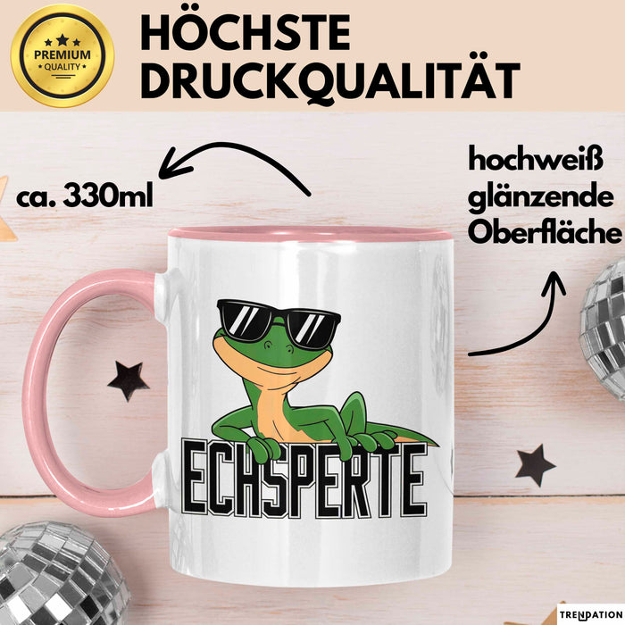 Reptil Leopardgecko Echse Tasse Geschenk Lustige Geschenkidee Spruch Echsperte Rosa Trendation