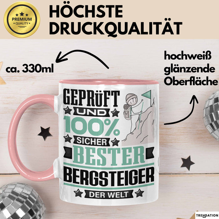 Bergsteiger Geschenk Lustiger Spruch für Bergsteiger Geschenkidee Bester Bergsteiger Der Welt Rosa Trendation