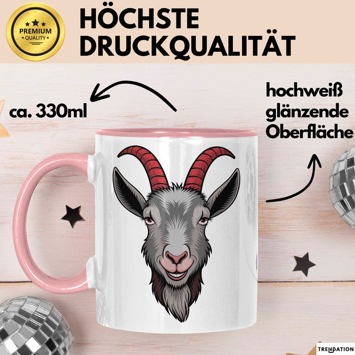 Ziegenliebhaber Tasse Geschenkidee Stalltier Enthusiast Geschenkidee Lustig Rosa Trendation