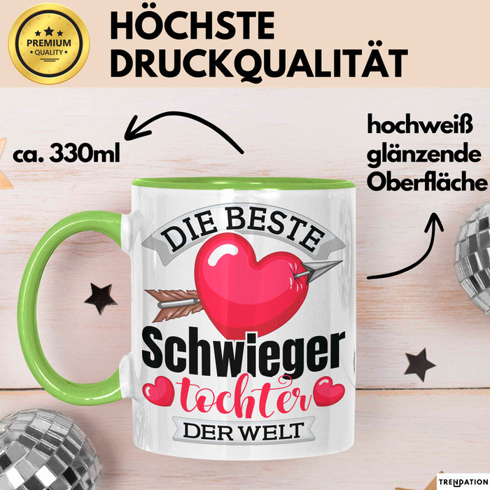 Schwiegertochter Tasse Geschenk Die Beste Schwiegertochter Der Welt Geschenkidee Becher Grün Trendation