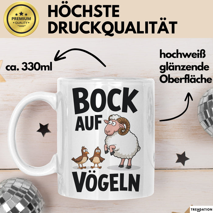 Lustige Tasse Geschenk Bock Auf Voegeln Geschenkidee Witzig Erwachsene Weiß Trendation