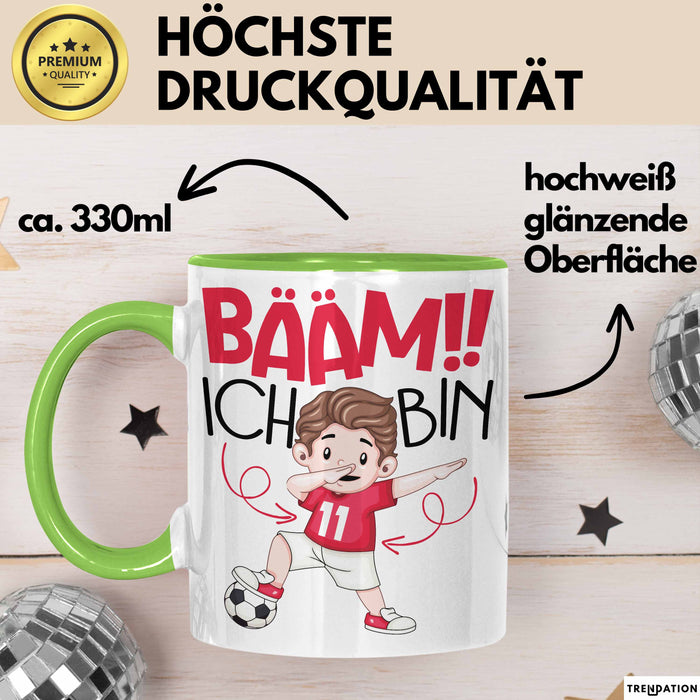 Bääm Ich Bin 11 Tasse Jungs Fußball Geschenk 11. Geburtstag Grün Trendation