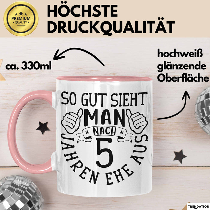 Hölzerne Hochzeit Tasse Geschenk Ehemann Ehefrau Partner So Gut Sieht Man Nach 5 Jahren Ehe Aus Rosa Trendation