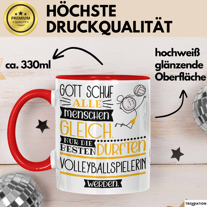 Volleyballspielerin Geschenk Becher Tasse Gott Schuf Alle Menschen Gleich Nur Die Besten Durfeten Volleyballspielerin Werden Geschenkidee Lustig Rot Trendation