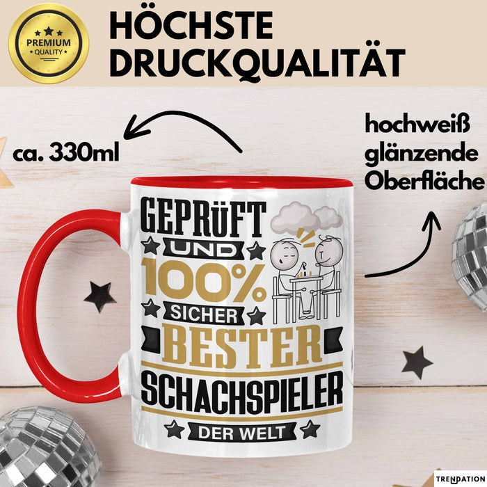 Schachspieler Geschenk Lustiger Spruch für Schachspieler Geschenkidee Bester Schachspieler Der Welt Rot Trendation