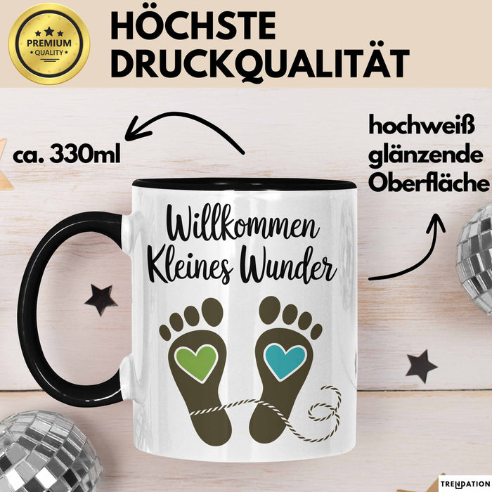 Baby Geburt Neue Eltern Tasse Geschenk Lustige Geschenkidee Spruch Willkommen Kleines Wunder Trendation