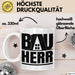 Bauherr Bauleiter Geschenk Tasse Hausbau Bauvorhaben Kaffee-Becher Geschenkidee Weiß Trendation