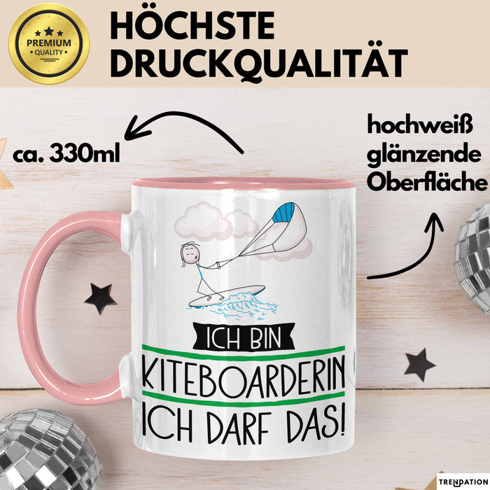 Geschenk für Kiteboarderin Tasse Lustige Geschenkidee Geburtstag Ich Bin Kiteboarderin Ich Darf Das Rosa Trendation