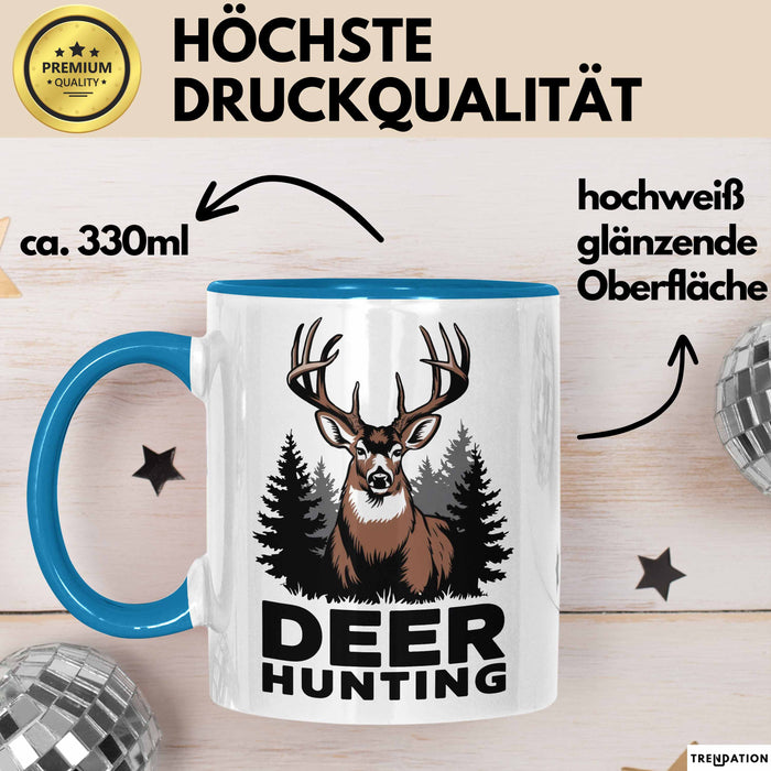 Hirschjäger Jagd Tasse Geschenk für Naturburschen Lustiges Blau Trendation