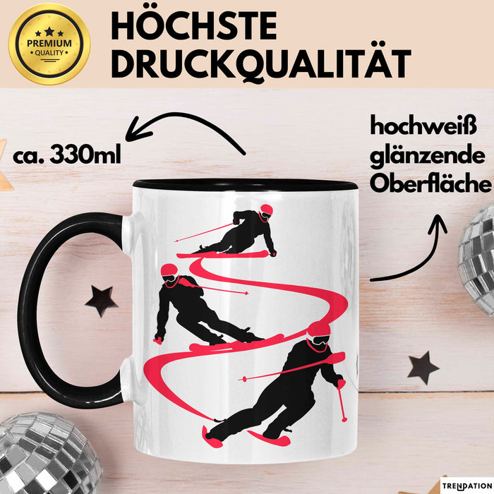 Ski Tasse Geschenk Grafik Skifahrer Becher Schwarz Trendation