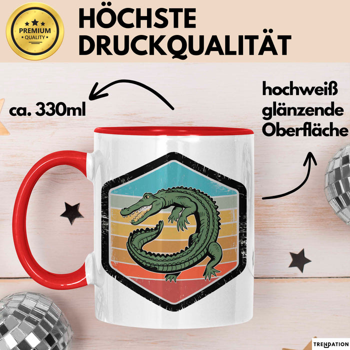 Krokodil Tier Tasse Geschenk Lustige Geschenkidee Spruch Rot Trendation