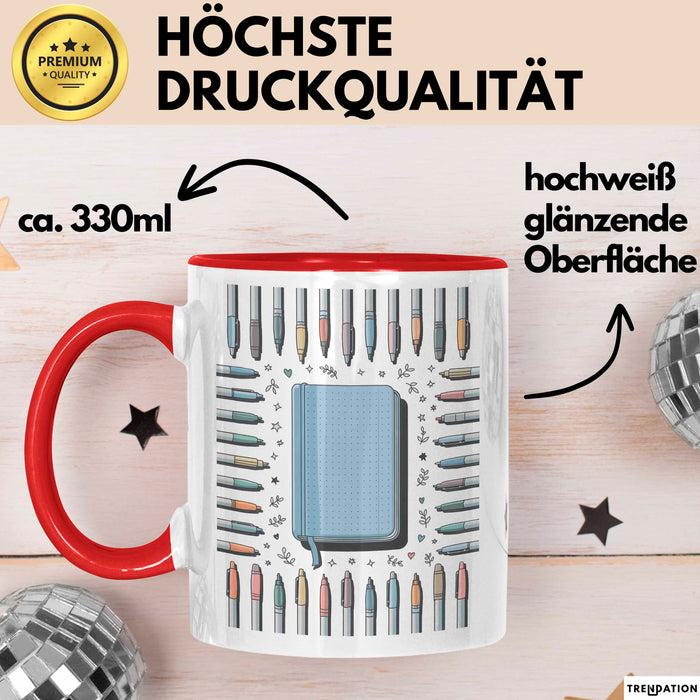 Journal Schreiber Tasse Geschenk Lustige Geschenkidee Spruch Für Achtsame Autoren Rot Trendation