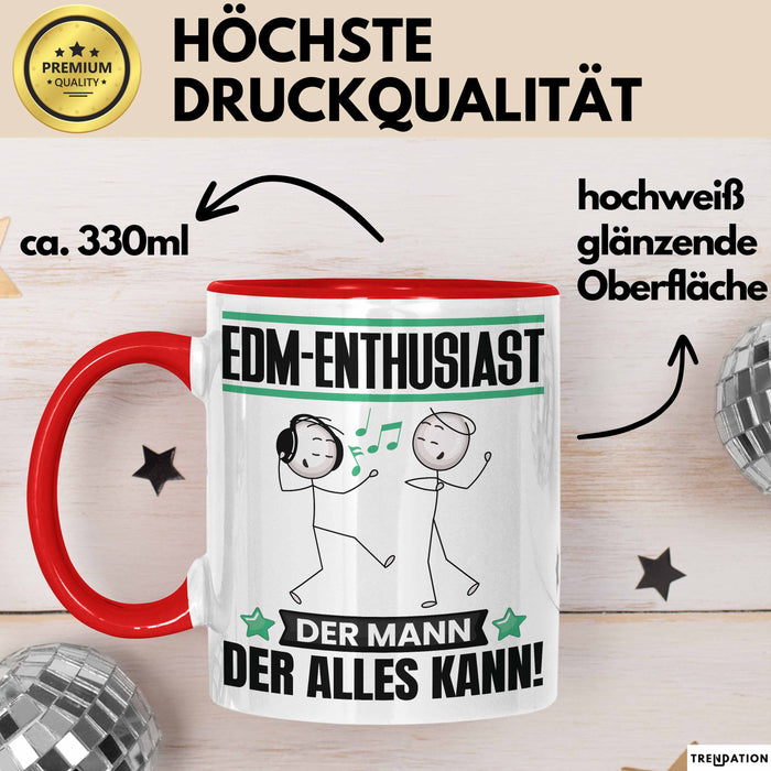 EDM-Enthusiast Tasse Geschenk für EDM-Enthusiast Der Mann Der Alles Kann Geschenkidee zum Geburtstag Rot Trendation