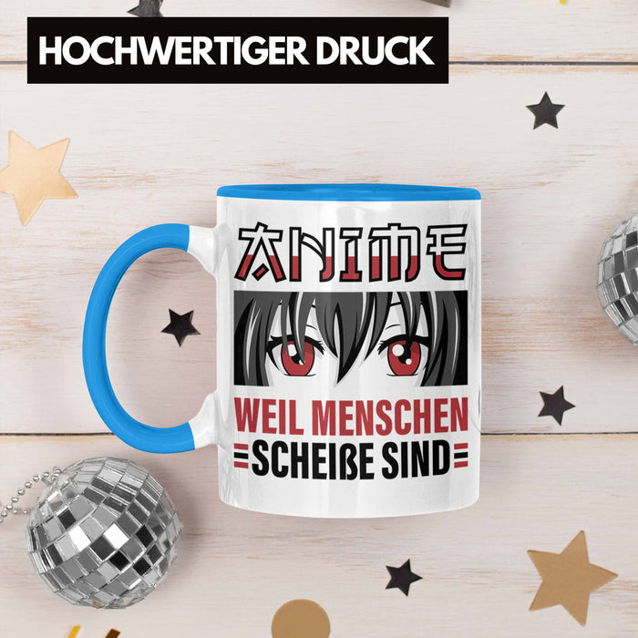 TRENDATION Anime Tasse Geschenk Spruch Kaffeetasse Blau Trendation
