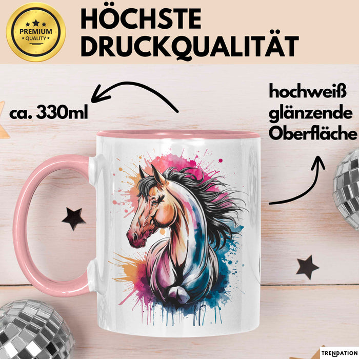 Pferde Tierliebhaber Tasse Geschenk Lustige Geschenkidee Spruch Rosa Trendation